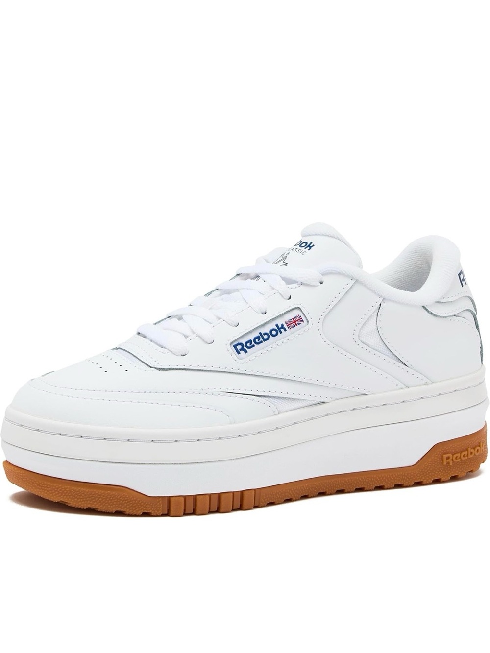 Reebok Women's White Leather Platform Sneaker with Gum Outsole